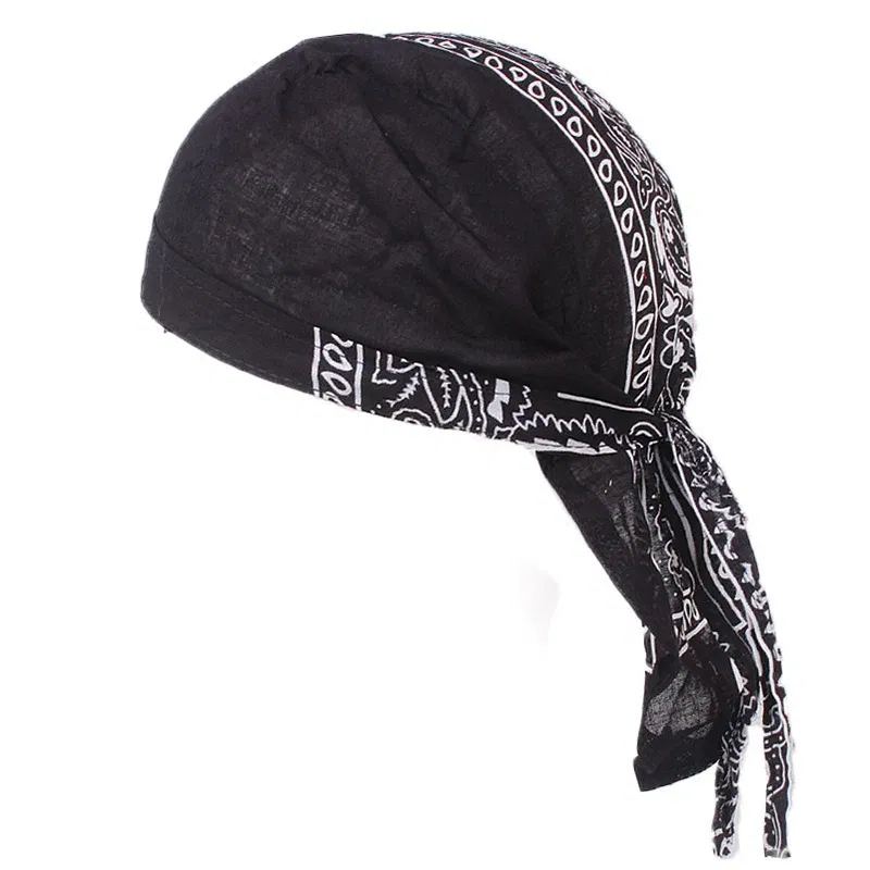 Color: Blue - Cotton Cycling Pirate Bandana Men Women Headwraps Bike Headband Headcloth Sweat Wicking Beanie Hip-hop Turban Head Scarf
