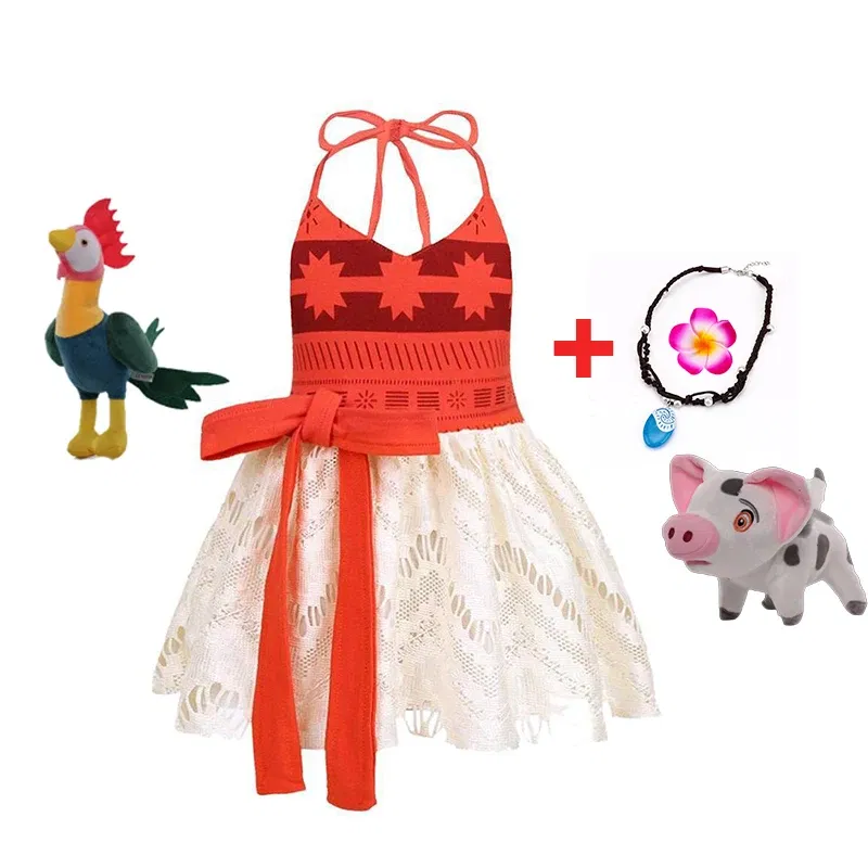 Color: Orange, Kid Size: 11 - Disney New Moana Dress Costumes Kids Girl Cosplay Toddler Movie Ocean Adventure Infant Frock Halloween Party With Chick Clothes