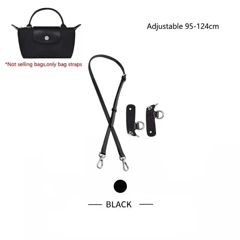 Color: black, Size: 3/8" - Cow Leather Replacement Crossbody Bag Strap Fit for Longchamp 2025 Mocha Moka mini shoulder strap without punching modification