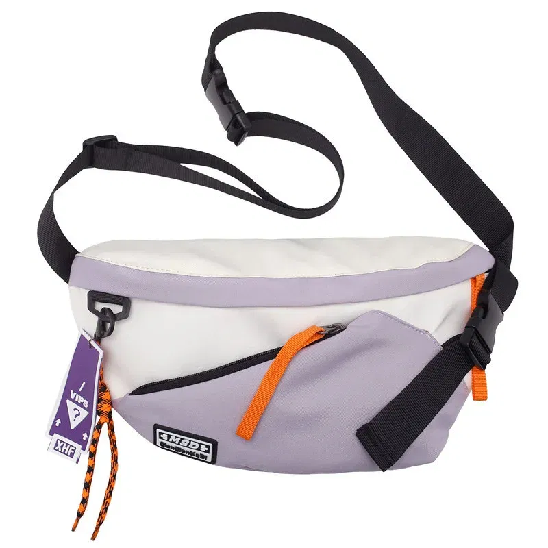 Color: PURPLE - Chest Rig Bag Women Fanny Pack Streetwear Chest Bags Multi-function Unisex Nylon Hip hop Waist Bag Phone pocket