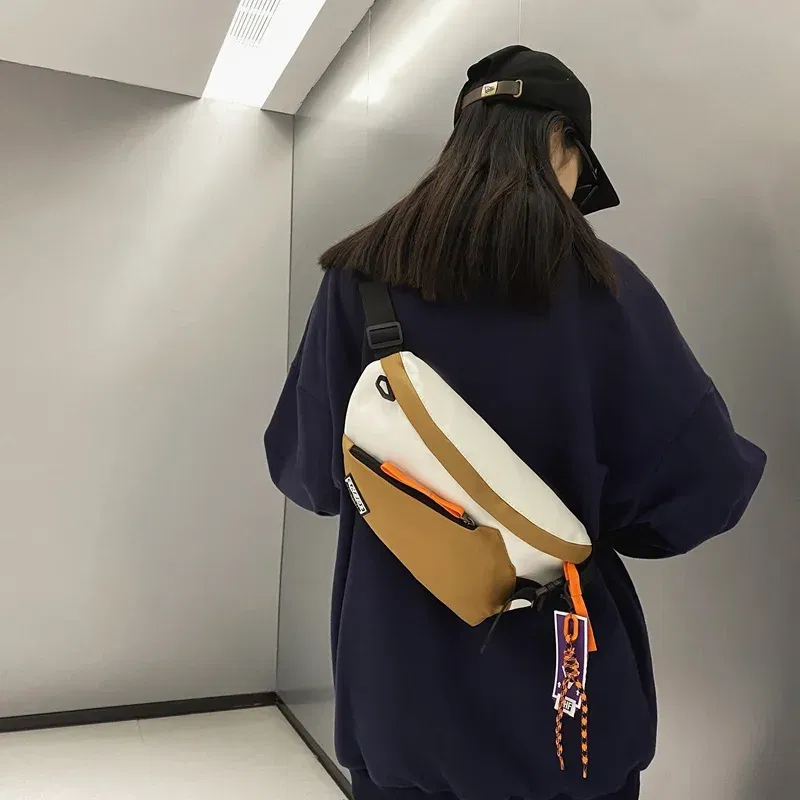 Color: PURPLE - Chest Rig Bag Women Fanny Pack Streetwear Chest Bags Multi-function Unisex Nylon Hip hop Waist Bag Phone pocket