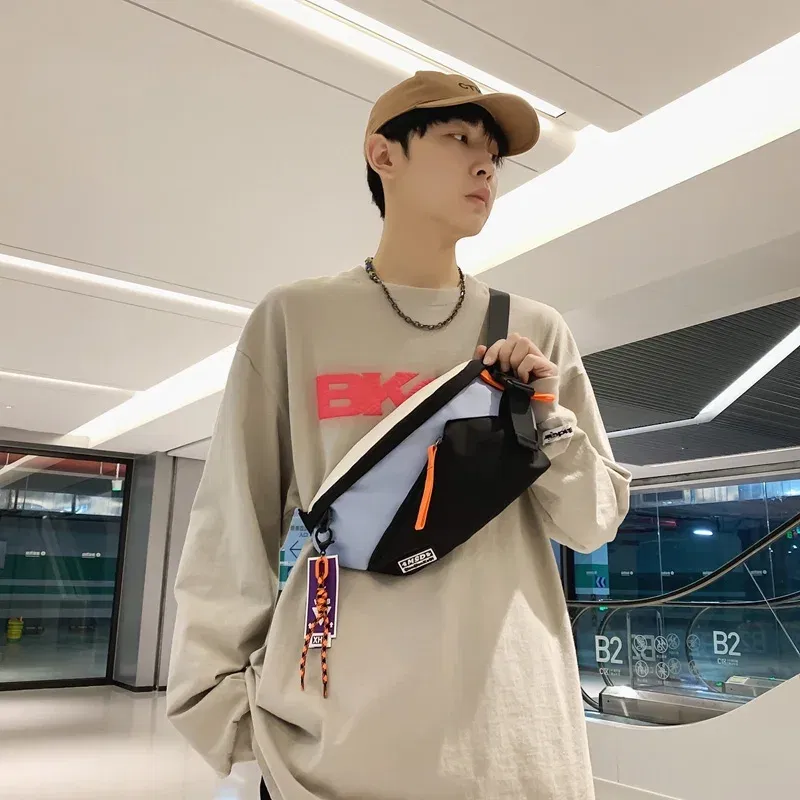 Color: PURPLE - Chest Rig Bag Women Fanny Pack Streetwear Chest Bags Multi-function Unisex Nylon Hip hop Waist Bag Phone pocket