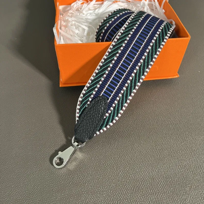 Color: MULTI, Size: M - Hand-Sewn Leather Woven Canvas Shoulder Strap 5cm Wide Wax Line Herbag Evelyn Replacement Bag Accessory