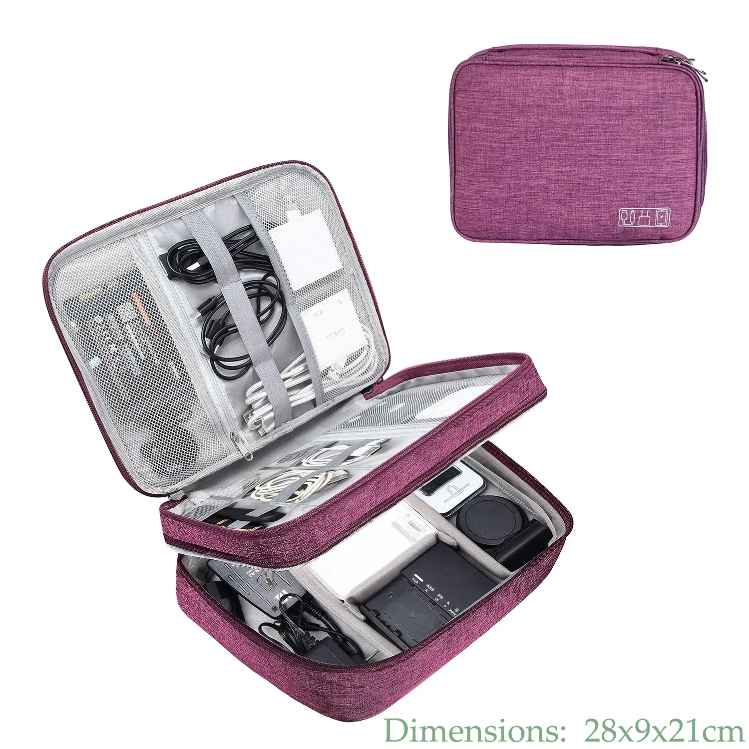 Color: Red - Cable Storage Bag Waterproof Digital Electronic Accessories Organizer Portable Travel Cable Organizer Case for cable Charger