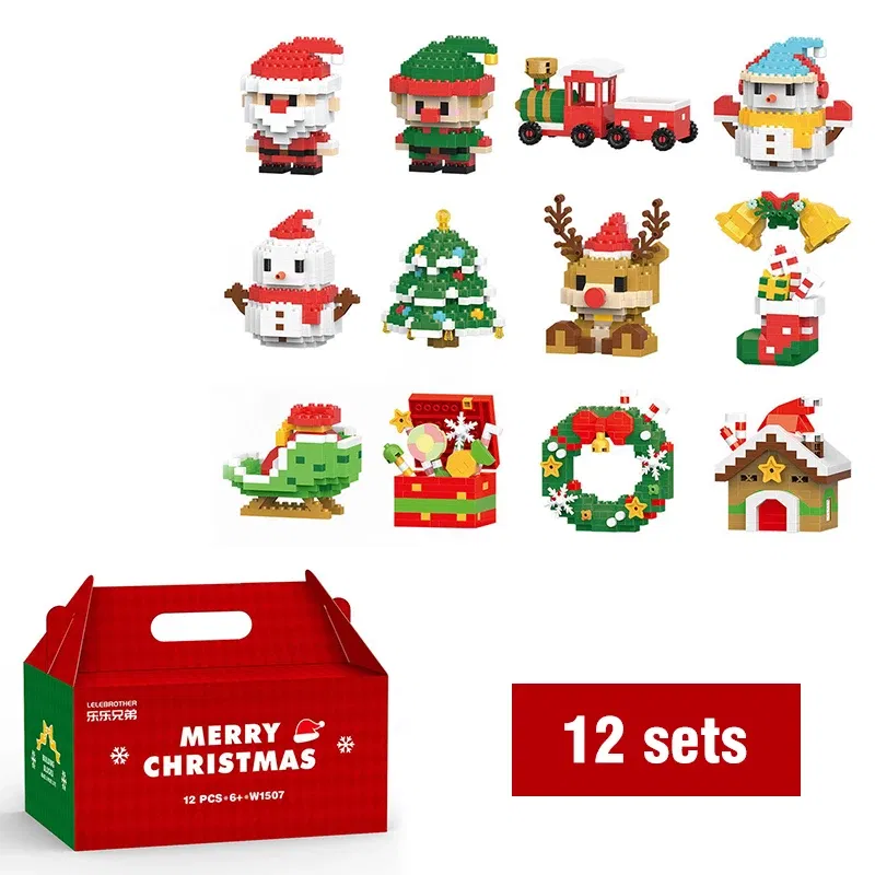 Color: DARK GRAY - Santa Claus Building Blocks Christmas Bricks Gift Kids Toy Home Decoration Micro Particle Bricks Diy Assembly Games Xmas Gift