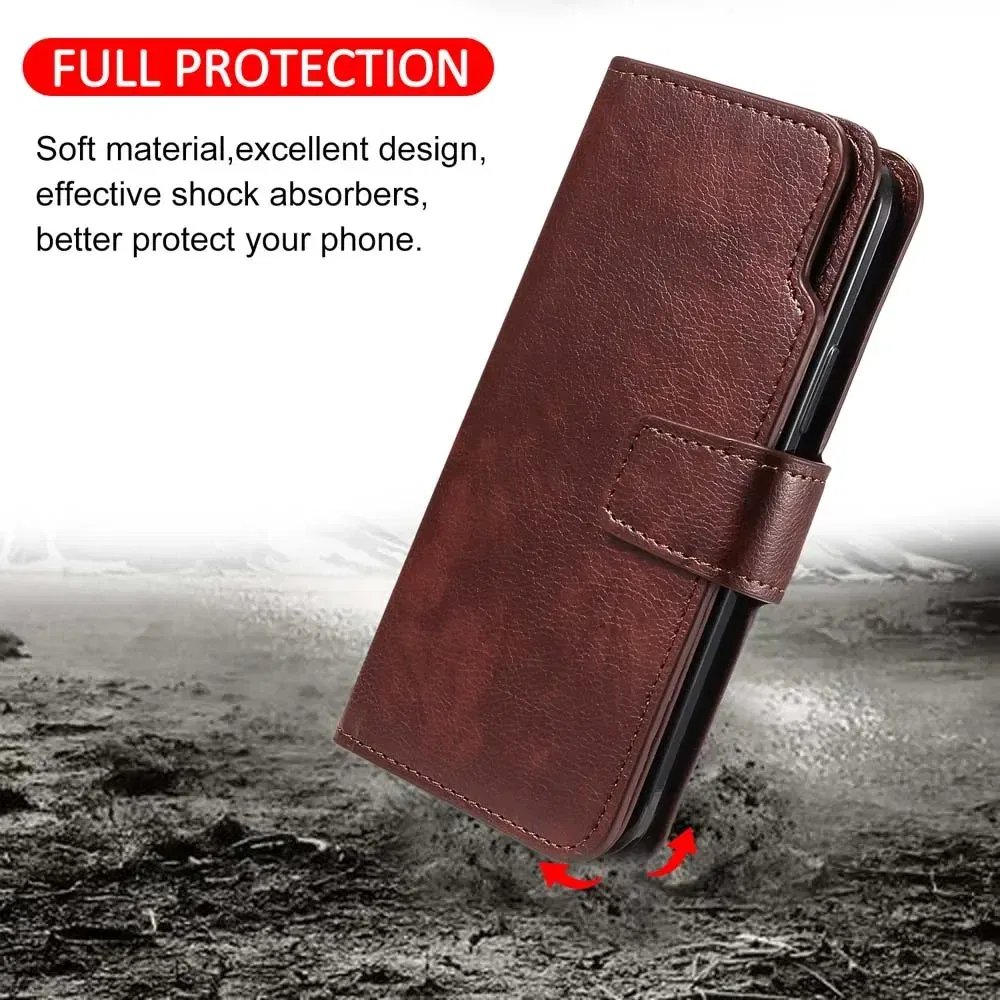 Color: Beige, Material: nylon - Flip Leather Case for Redmi Note 13 12 11 Pro 13C 9 9A 9C Wallet Card Cover For Xiaomi 13T 11T Poco X5 C65 M6 X4 Pro