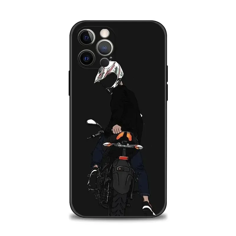 Color: Gold, Material: PVC - Moto Cross Motorcycle Sports Phone Case For iPhone 16 15 14 13 12 11 Pro Max XS X XR Plus Mini Luxury Black Soft Cover Funda