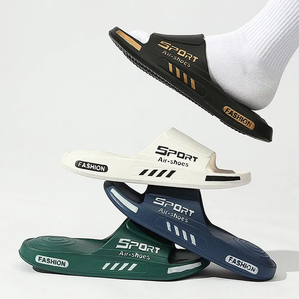 Color: Brown, Shoe Size: 44-45, Ships From: CHINA - BASATU Fashion Men's Slippers PVC Soft Sole Non-slip Slides Casual Outdoor Beach Flip Flops Home Bathroom Sandal Couples Slipper