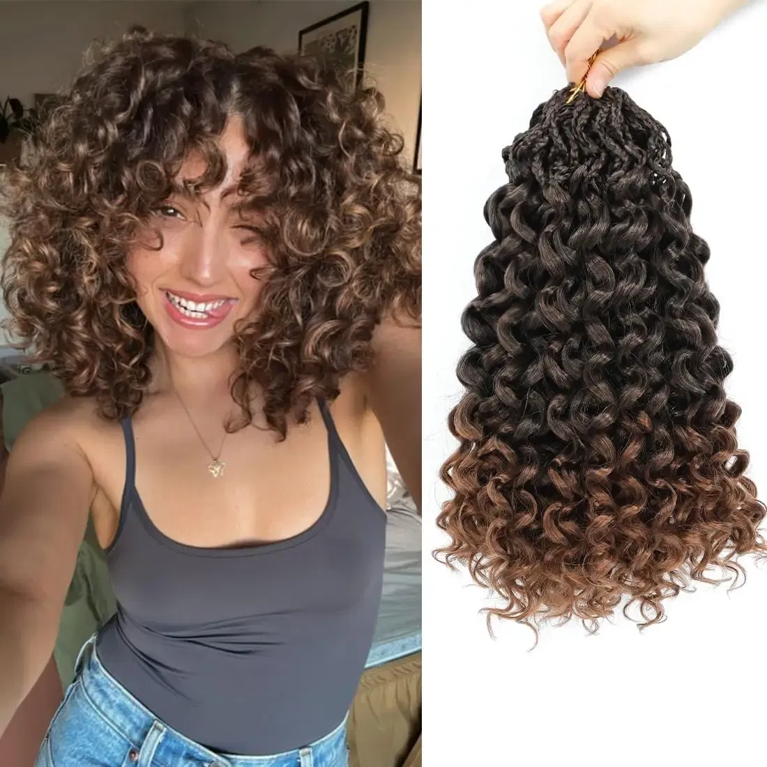 Color: T1B/30, Stretched Length: 14inches, Bulk Buy: 8Pcs/Lot - Box Gogo Curl Crochet Hair for Black Women Pre looped Short Ocean Wave Crochet Hair Water Wave Beach Curl Crochet Braiding Hair