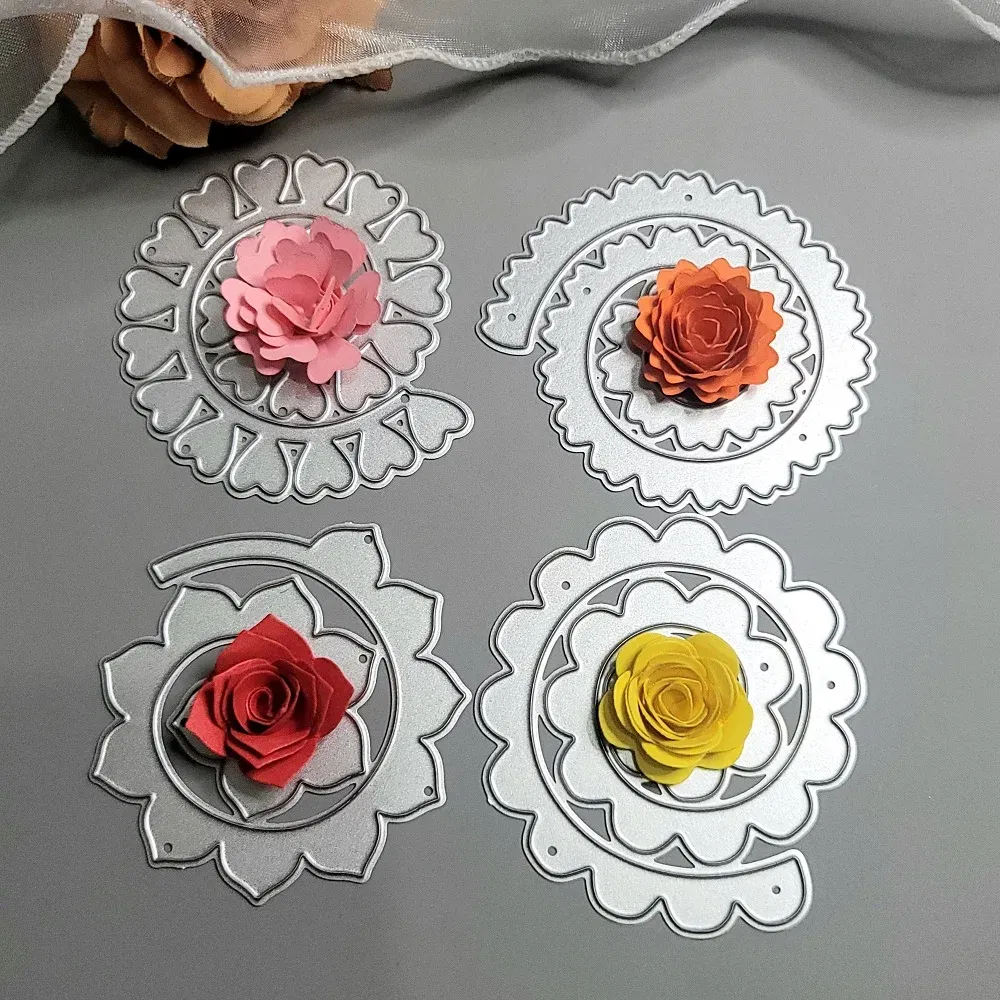 Color: Dark Khaki, Size: S, Ships From: CHINA - 6 Styles Spiral Flower Metal Cutting Dies Scrapbook Embossing Circle Die Cuts Album DIY Craft Cutting Die 2023 New