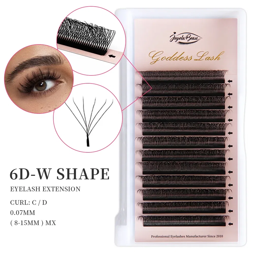 Color: Rose Red, Curl: C, Thickness: 0.07mm, Length: 15mm, Ships From: CHINA - Goddess 3D/4D/5D/6D/7D/8D W Shape lashes 4D Premade Fan Lash Extensions 0.07 C/D Curl Natural Soft High Quality Idividual Lashes