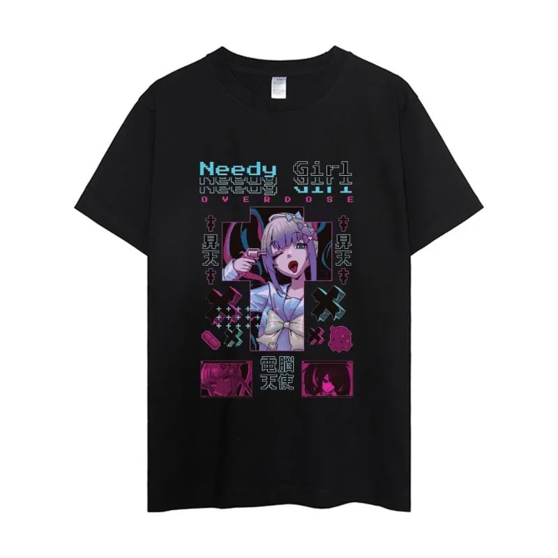 Color: SKY BLUE, Size: XS - NEEDY GIRL OVERDOSE T Shirt Men Couple Combination Clothes Short Sleeve Collar Fashion Woman Cotton