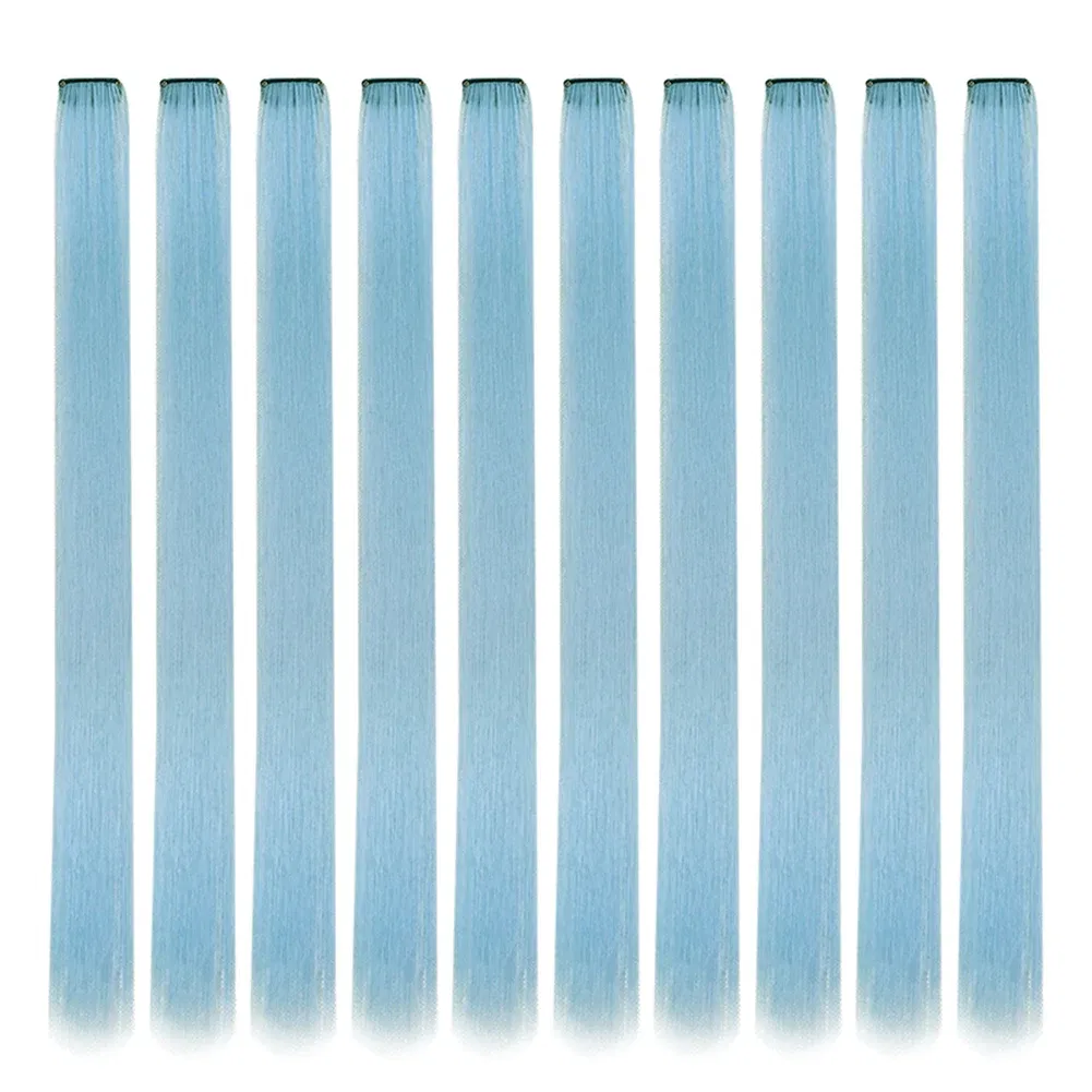 Color: #14, Stretched Length: 22inches, Ships From: CHINA - Synthetic 10 Pcs Straight Hair Extensions Clip in Hairpieces 22 Inch Hightlight Colorful Hair for Women Party Cosplay Gifts