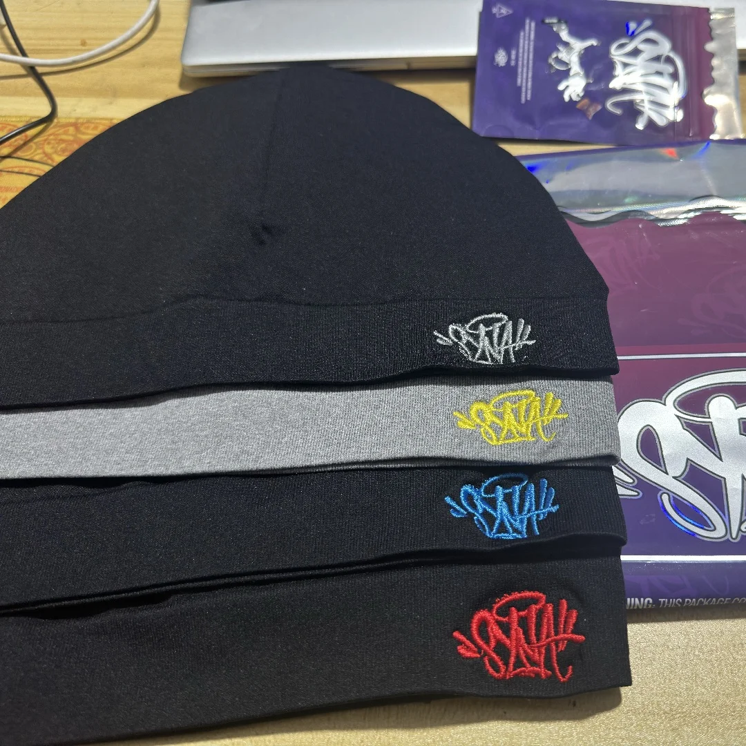 Color: black - SynaWorld Skull Beanie 2024 New Knitting Syna Beanie Hat Men Women Paragraph Quality Cap Y2k Warm Beanies Syna Running Cap