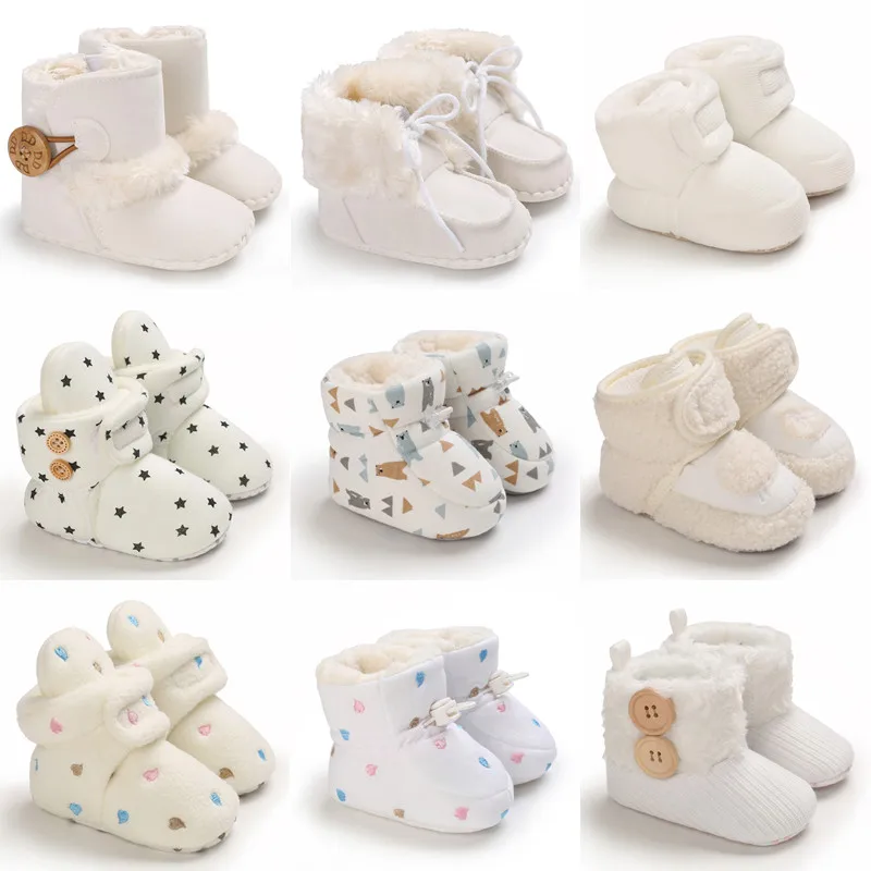 Color: Gold, Baby Age: 7-12 Months - 2022 Baby Autumn Winter Boots Baby Girl Boys Winter Warm Shoes Solid Fashion Toddler Fuzzy Balls First Walkers Kid Shoes 0-18M