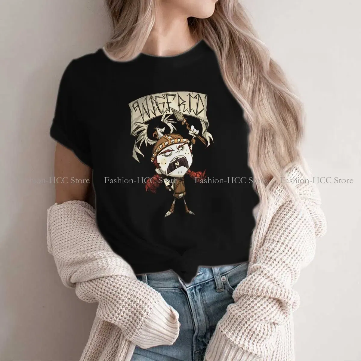 Color: black, Size: XL - Wigfrid Casual Polyester TShirt Dont Starve Style Tops Comfortable T Shirt Female