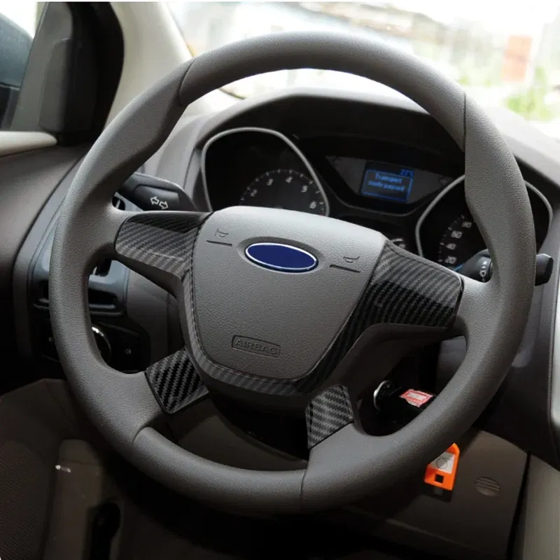 Color Name: PURPLE - ABS Car Steering Wheel Cover Sequin Trim Sticker for Ford Focus 3 Mk3 Kuga Escape 2012 2013 2014 2015 accessories