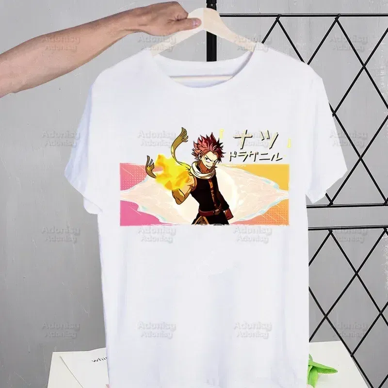 Color: Lavender, Size: XL - Anime Fairy Tail Cartoon Natsu Erza Gray Lucy T-shirts Summer Men/Women Hip Hop Tshirt Streetwear t shirts Short Sleeve Tops