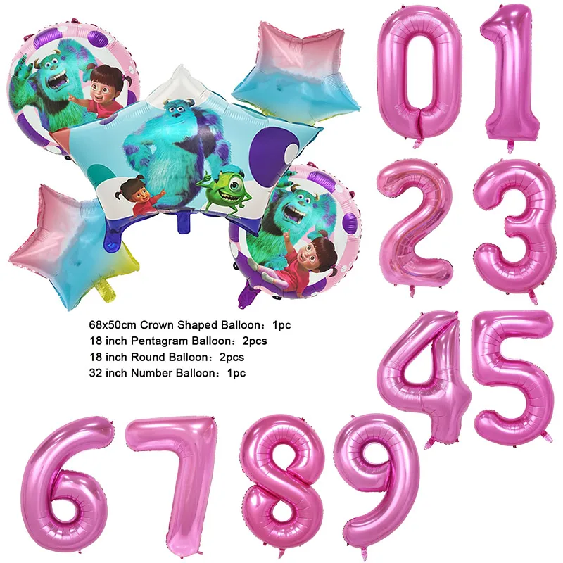 Color: Burgundy, Capacity: 220ml - Monsters University Monsters, Inc. James P. Sullivan Theme Birthday Party Decoration Crown Shaped Balloon Set Baby Shower