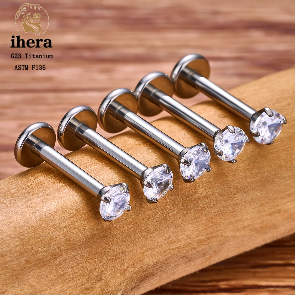 Metal color: ROSE GOLD COLOR, Ships From: CHINA, Main Stone Color: Red - 10PCS G23 Titanium Labret Piercing Lip Ring 16G F136 Internal Thread Nose Stud Earring Tragus Helix Cartilage Piercing Jewelry