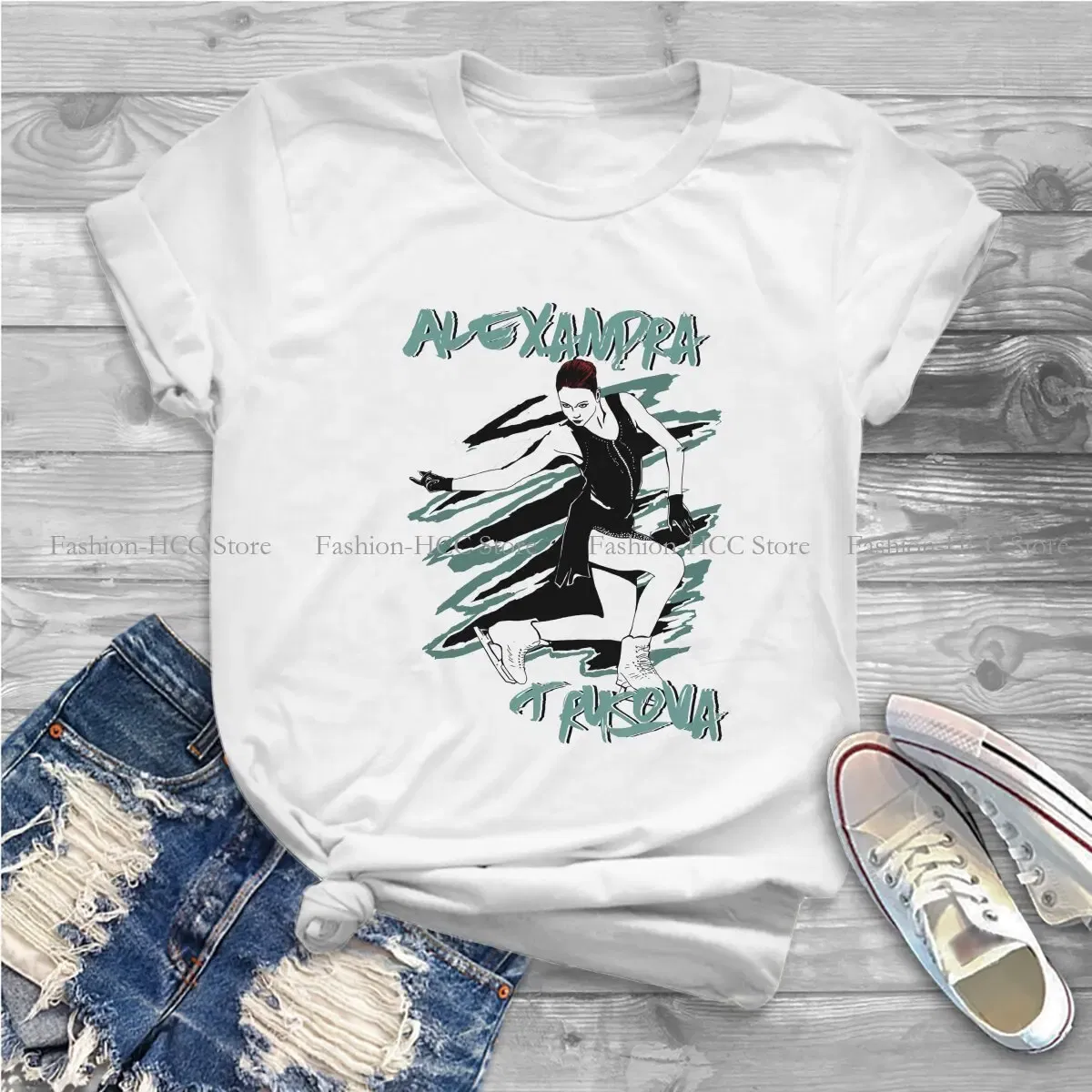 Color: WHITE, Size: L - Alexandra Unique TShirt Figure Skating Top Quality Hip Hop Graphic  T Shirt Stuff