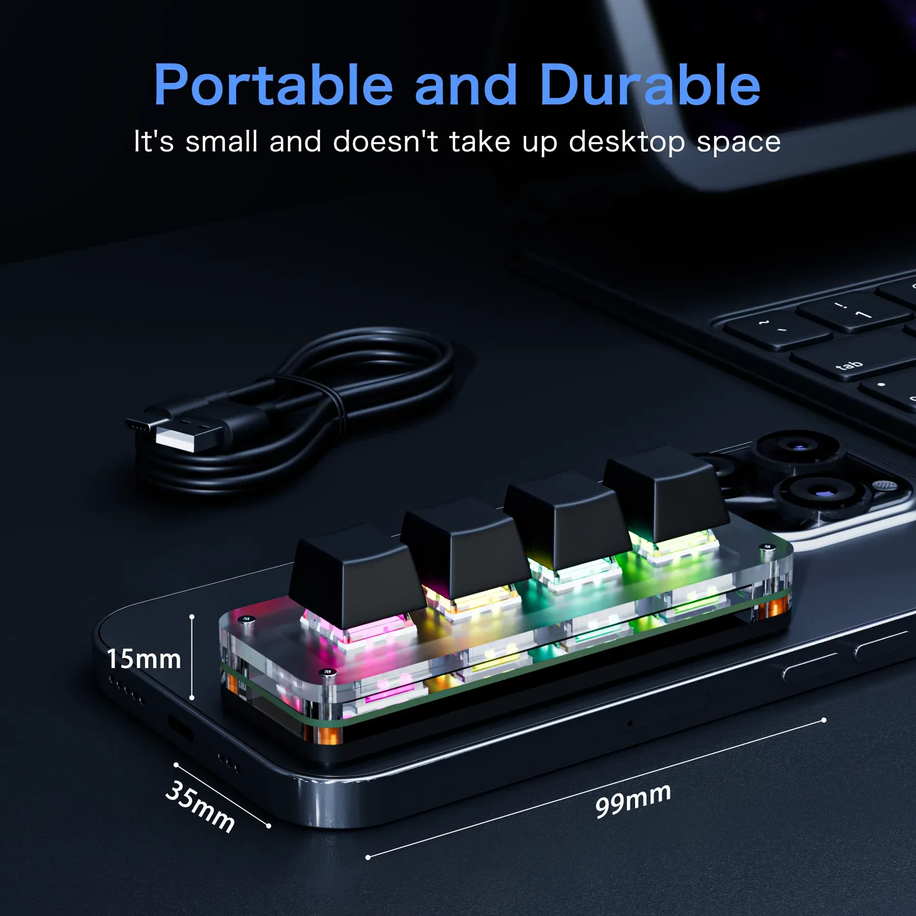 Color: Olive - Programming Macro Mechanical Keyboard RGB Mini Gaming Custom Macropad 4 Keys Keypads For PS Copy Paste Hotswap Keypad USB Wired