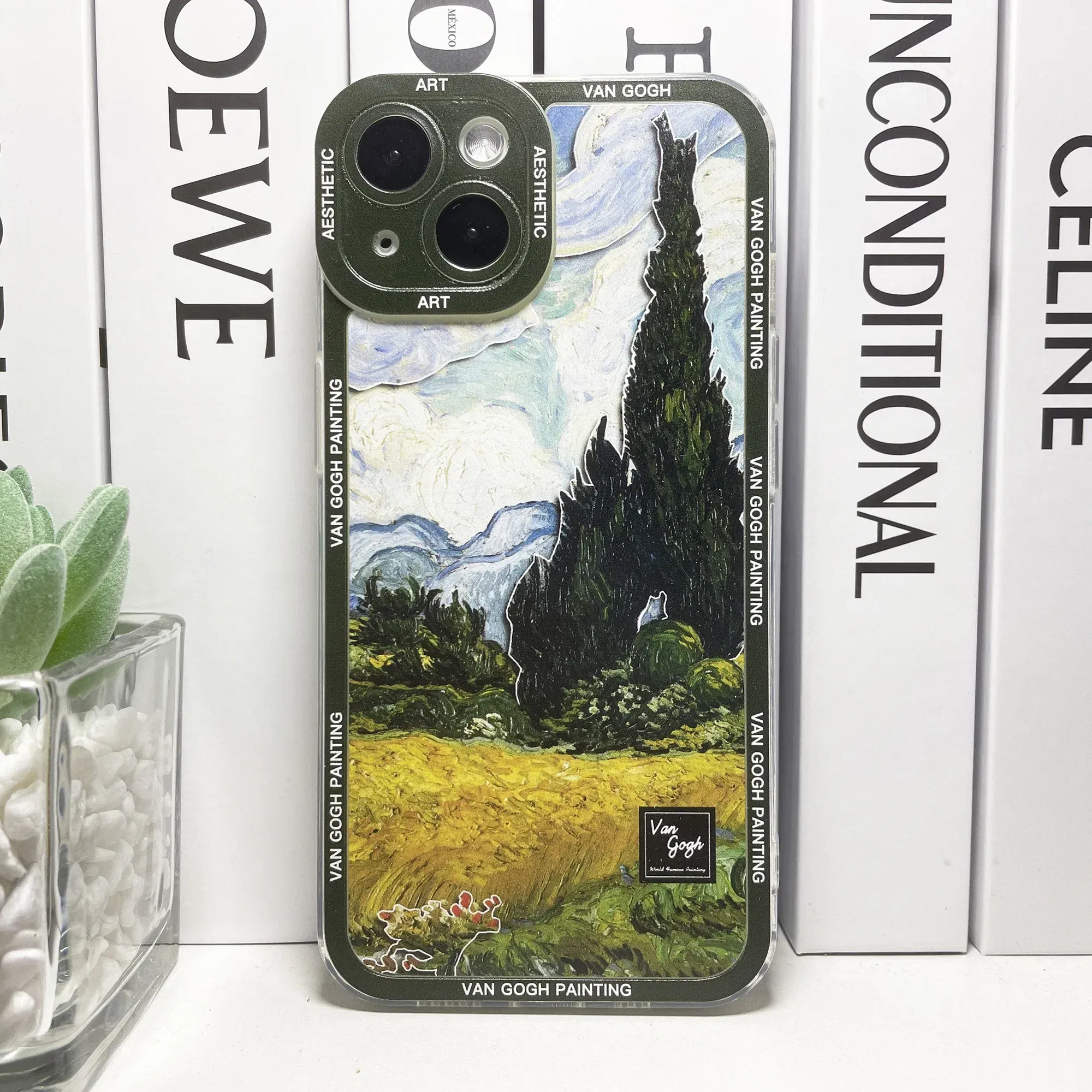 Color: SKY BLUE, Material: Artificial Leather - Van Gogh Art Aesthetic Phone Case For iPhone 16 15 14 13 12 11 Pro Max Mini XS X XR SE 8 7 Plus Sunflowers The Starry Night