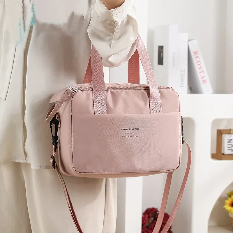 Color: black - Portable Lunch Bag For OL Women Thermal Insulated Lunch Box Tote Cooler Handbag Waterproof Bento Pouch Office Food Shoulder Bags