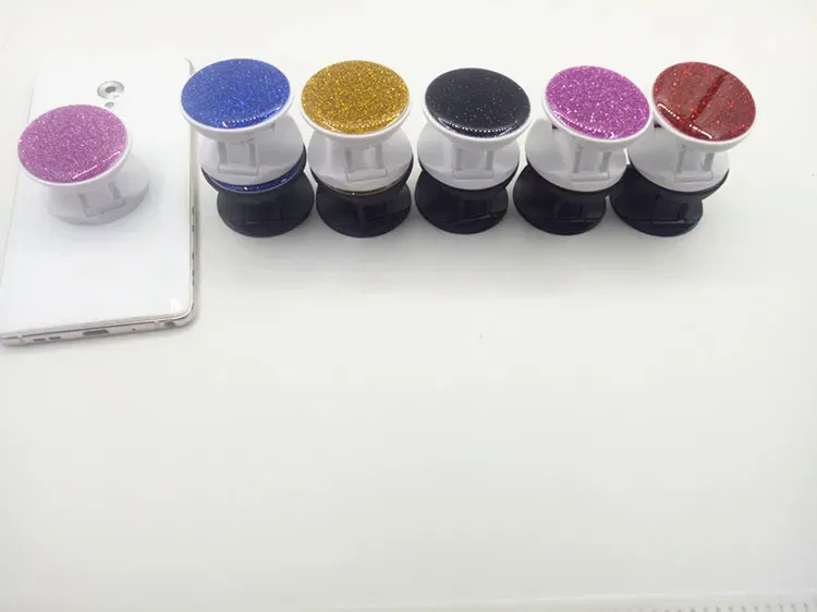 Color: Yellow - 1pcs Cell Phone Bracket Houder Universal Quicksand Glitter Expanding Smartphone Holder Grip Stand For iPhone X XS 8 7 6 Plus