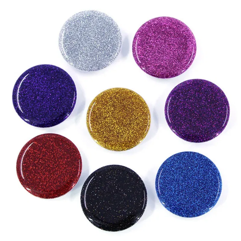 Color: Yellow - 1pcs Cell Phone Bracket Houder Universal Quicksand Glitter Expanding Smartphone Holder Grip Stand For iPhone X XS 8 7 6 Plus