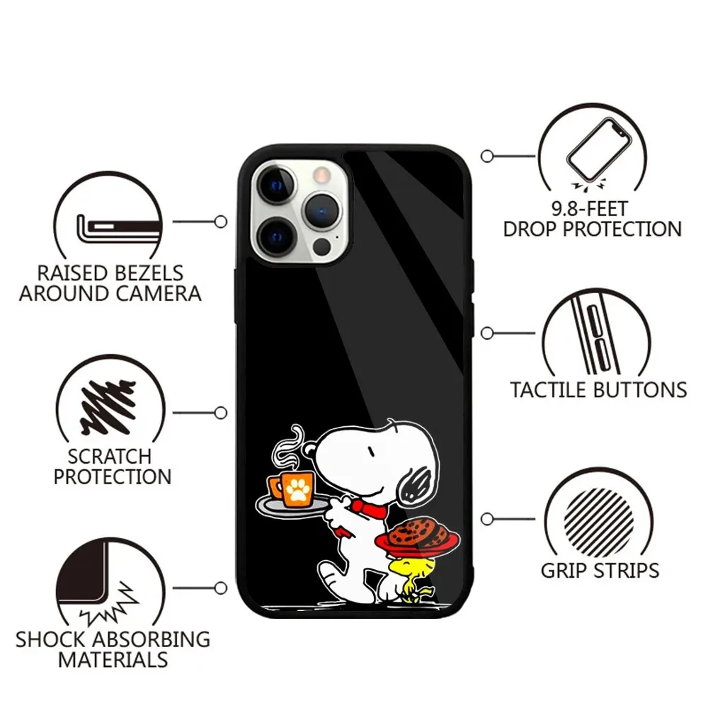 Color: Gold, Material: Microfiber - Anime Cartoon-S-Snoopy-s Phone Case For iPhone 16,15,14,13,12,11,Plus,Pro,Max,Mini Magsafe Magnetic Wireless Charging