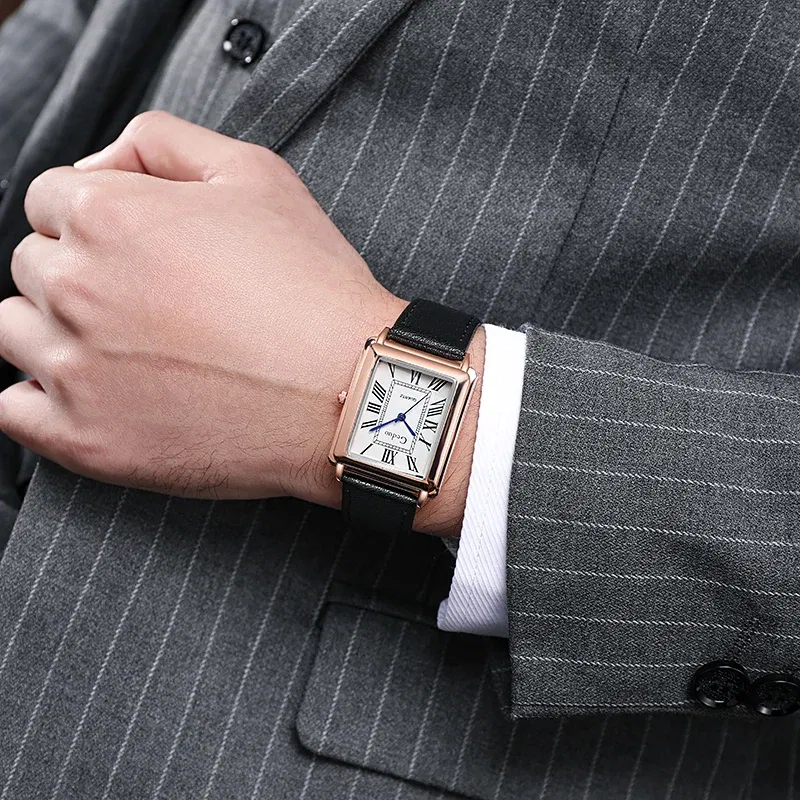 Color: Coffee - Fashion Men's Quartz Wristwatch Leather Strap Watch