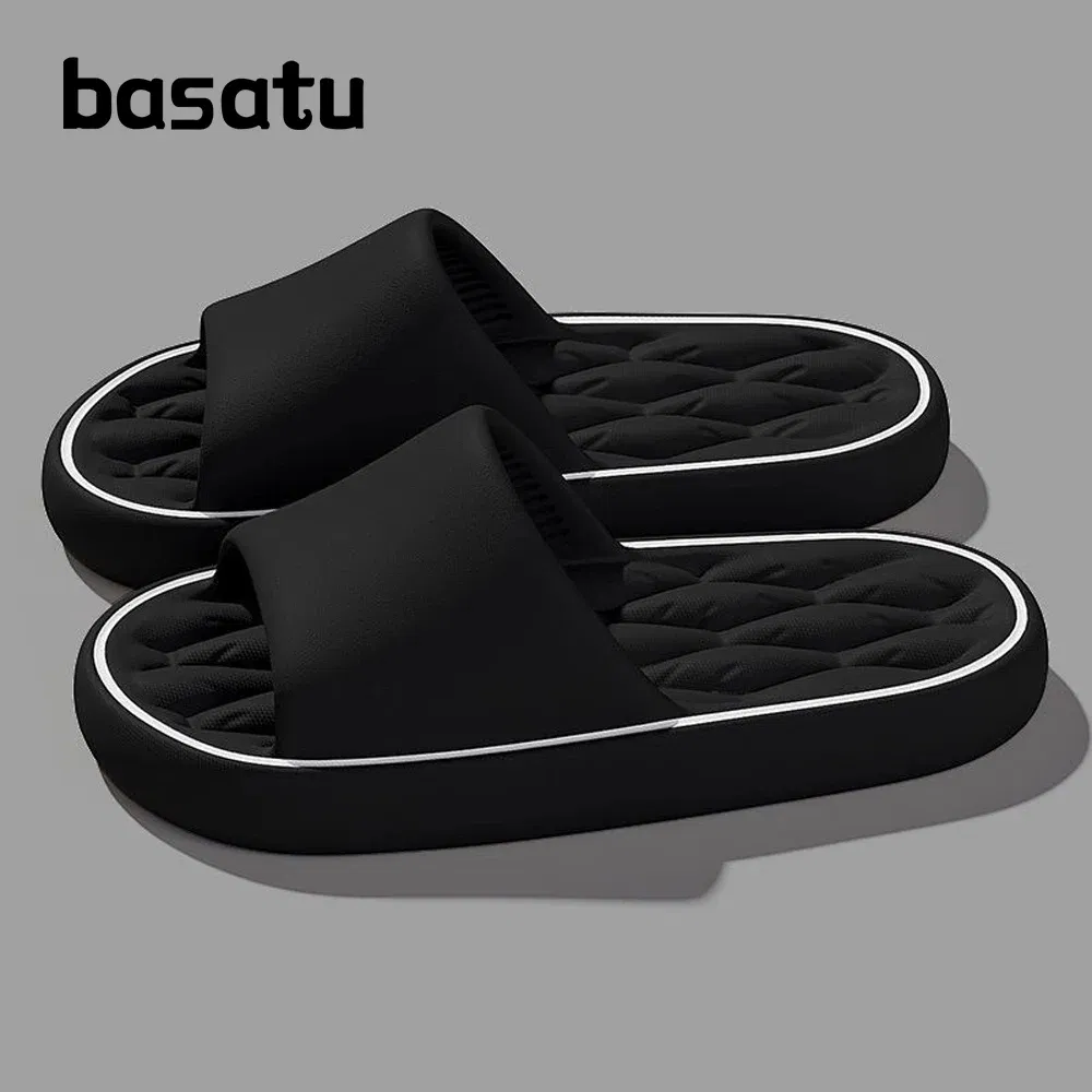 Color: SKY BLUE, Shoe Size: 38-39, Ships From: CHINA - BASATU Fashion Summer Cartoon Home Shoes Non-slip Soft Slides Lithe Comfort Sandals Men Women Couple Slippers Trendy Slippers