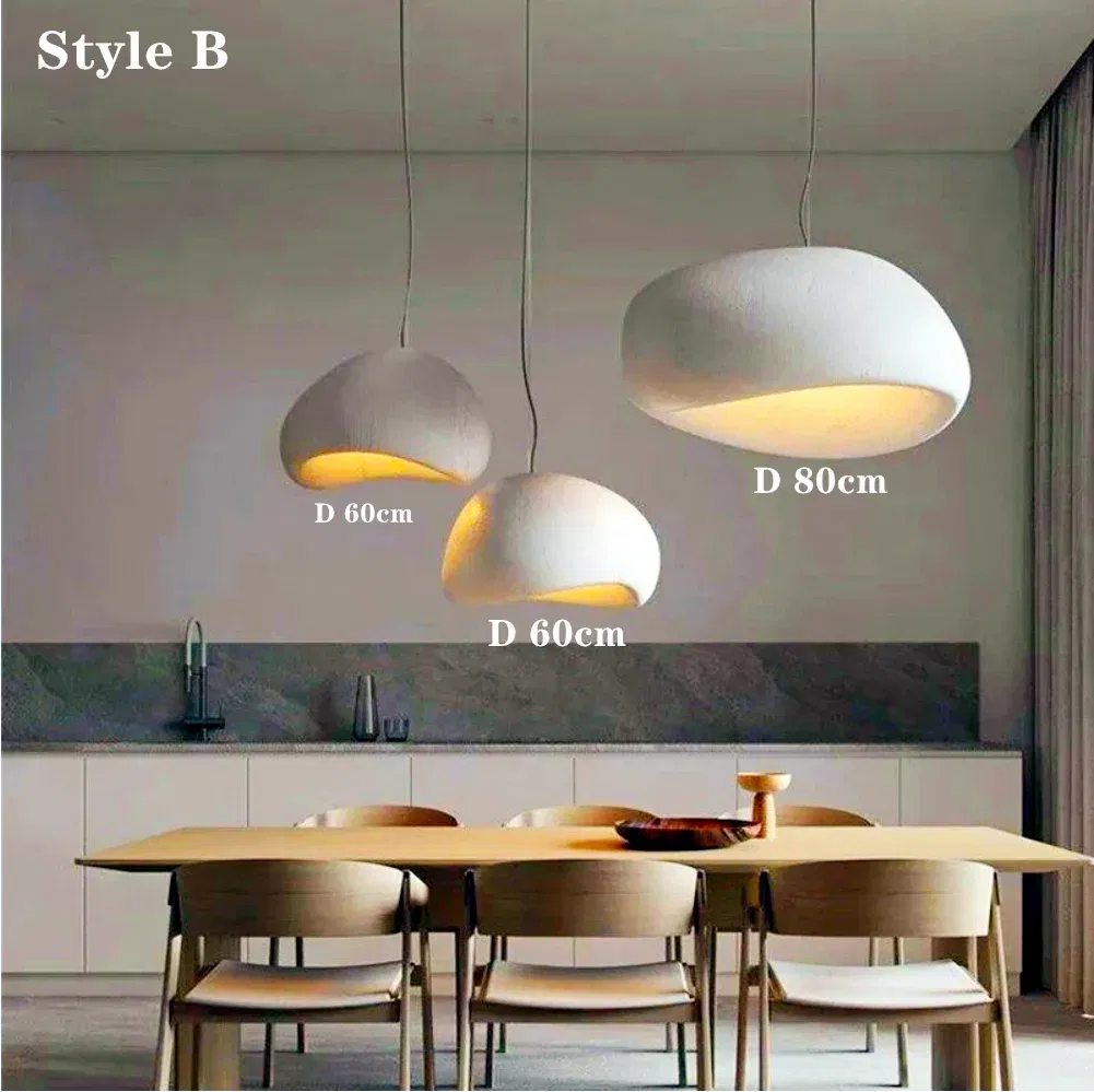 Body Color: Clear, Size: L, Emitting Color: changeable - Cream style Wabi Sabi chandelier restaurant bar decoration chandelier living room bedroom creative lighting indoor E27 LED Lamp