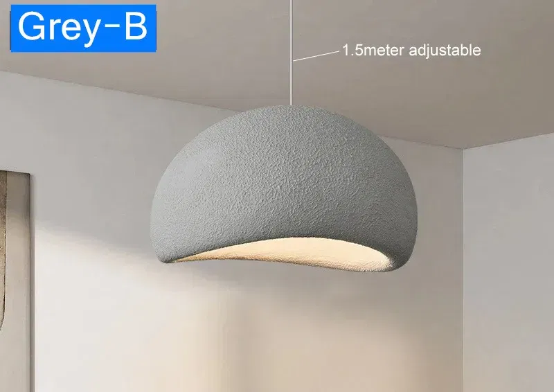 Body Color: Clear, Size: L, Emitting Color: changeable - Cream style Wabi Sabi chandelier restaurant bar decoration chandelier living room bedroom creative lighting indoor E27 LED Lamp