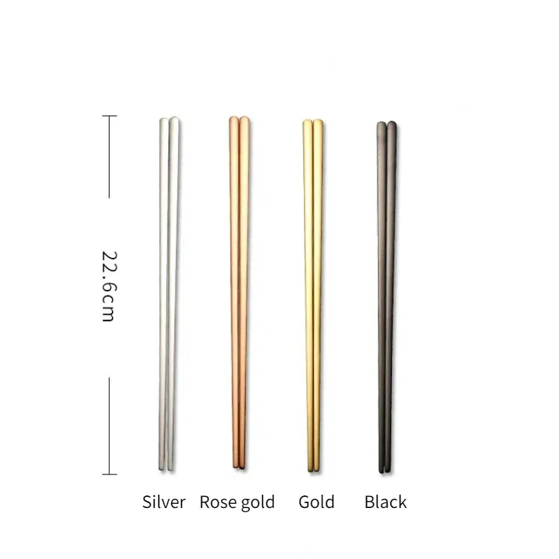 Color: Silver - 304 Stainless Steel Metal Chopsticks Tableware 1 Pair Non-Slip Chinese Chopstick Sushi Sticks Flatware Kitchen Accessories