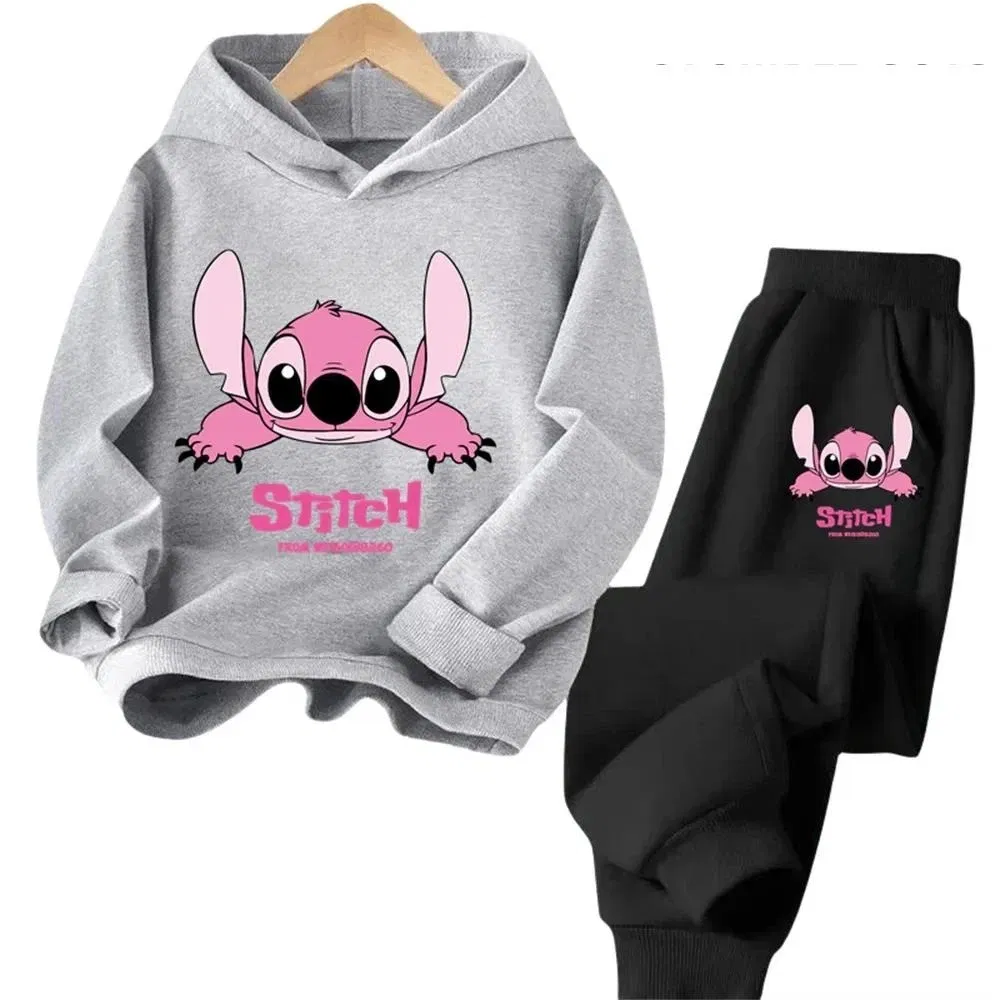 Color: green, Kid Size: 5 - Children Hoodies Stitch Kawaii Fashion Pullover Sweatshirt Anime Trucksuit Manga Cartoons Girls Boy Kids Autumn Casual Clothes