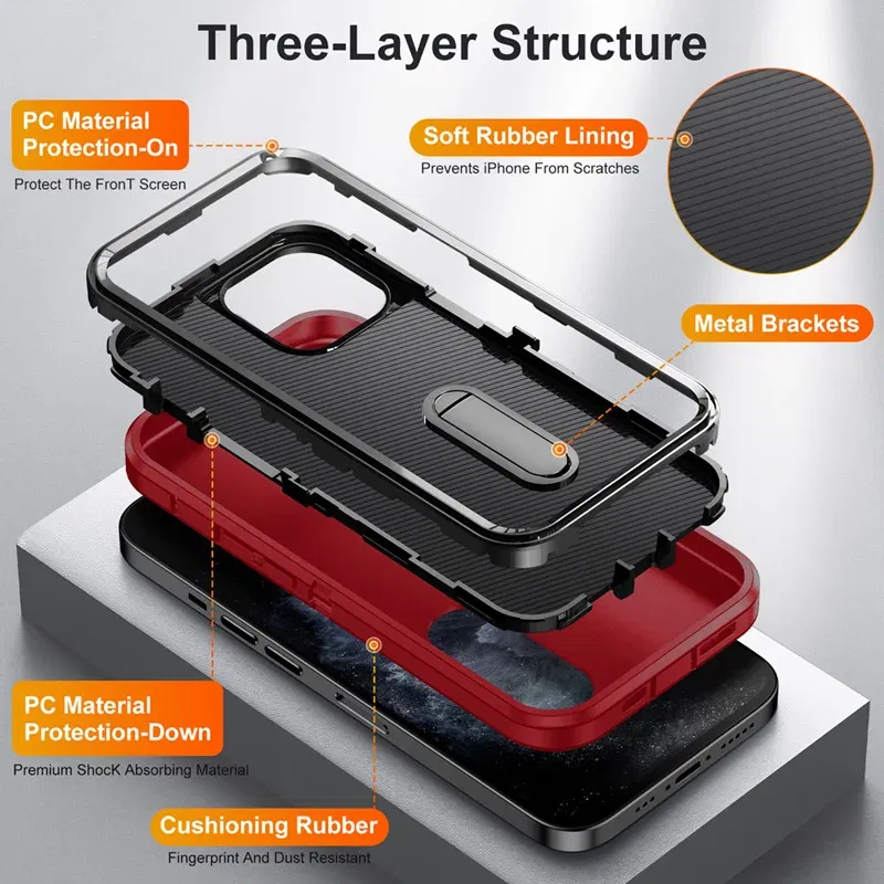 Color: Clear, Material: PC - PKCASE Shockproof Case For iPhone 13 Mini 12 11 Pro Max 6 7 8 Plus Bracket Protective Cover For iPhone X XS XR SE 2020 2022