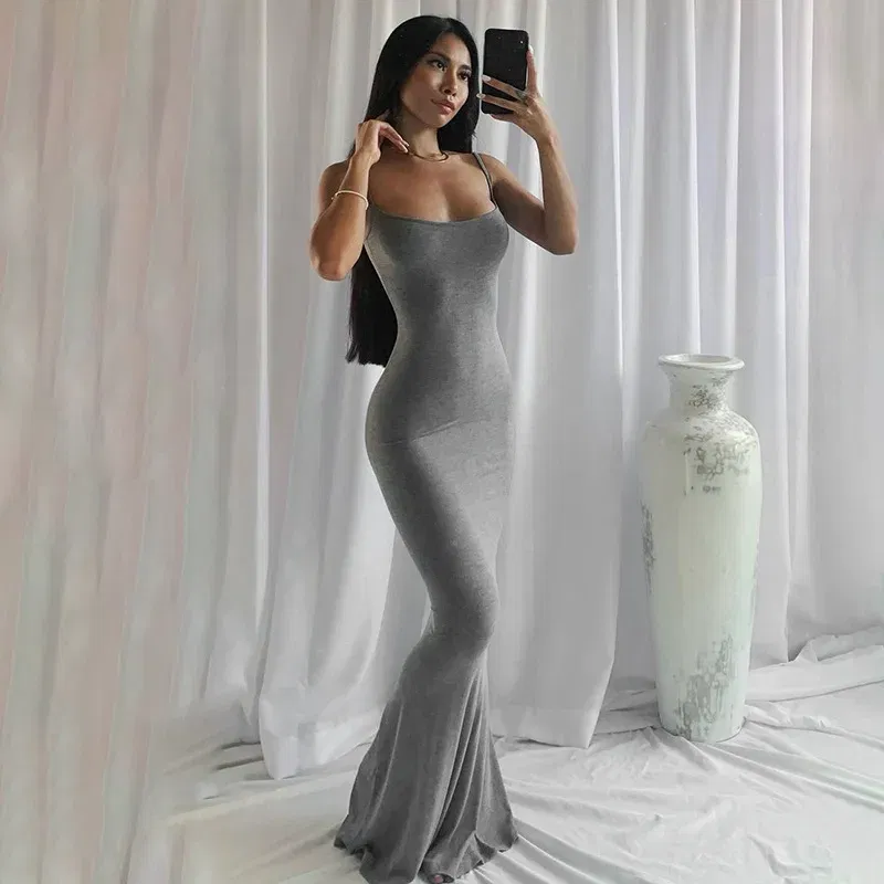 Color: black, Size: S - Satin Slip Sleeveless Backless Maxi Dress Women 2023 Y2K Summer Bodycon Elegant Sexy Outfits Ladies Birthday Party Club Sundress