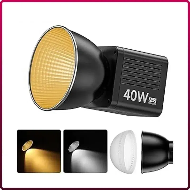 Color: WHITE, Ships From: CHINA - New! L023 40W Pro Portable LED Video Light Bi-Color COB Photographic Studio Light 2500K-6500K 3400mAh for Video Live-streaming
