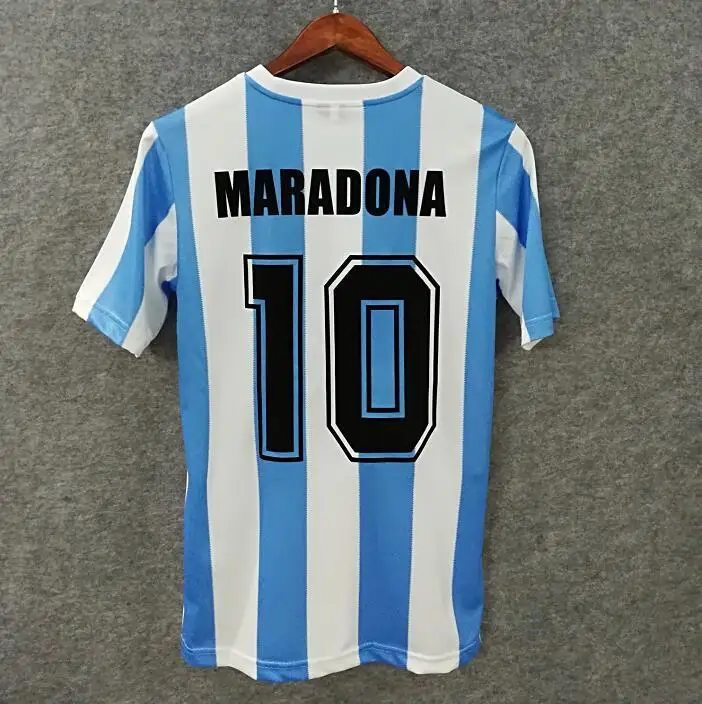 Color: Blue, Size: XXXL - Soccer Jersey - Blue & White Stripes Maradona #10 Legendary Player Tribute Must - Have for Football Fans