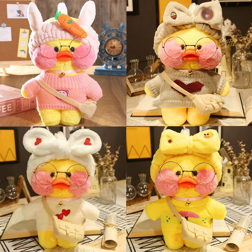Color: camel, Height: 11cm-30cm - 30cm Kawaii Lalafanfan Duck Plush Toy Cartoon Lalafanfan Duck Doll Soft Stuffed Animal Plushie Birthday Gifts For Girl Children