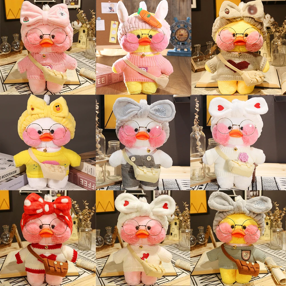 Color: camel, Height: 11cm-30cm - 30cm Kawaii Lalafanfan Duck Plush Toy Cartoon Lalafanfan Duck Doll Soft Stuffed Animal Plushie Birthday Gifts For Girl Children