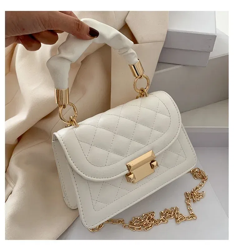 Color: WHITE, Size: Extra Large - Women's Bags Classic Fashion Handbag Small Square Chain Crossbody Bag crossbody bags for women  handbags