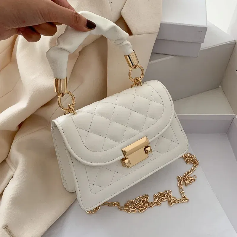 Color: WHITE, Size: Extra Large - Women's Bags Classic Fashion Handbag Small Square Chain Crossbody Bag crossbody bags for women  handbags