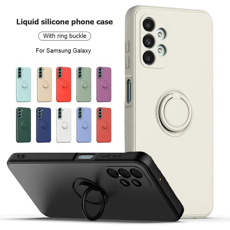 Color: army green, Ships From: CHINA, Material: Vinyl - With Ring Holder Phone Case For Samsung Galaxy S25 Ultra S24 S23 S22 S21 Plus A13 A52 A53 A54 TPU Soft Back Cover