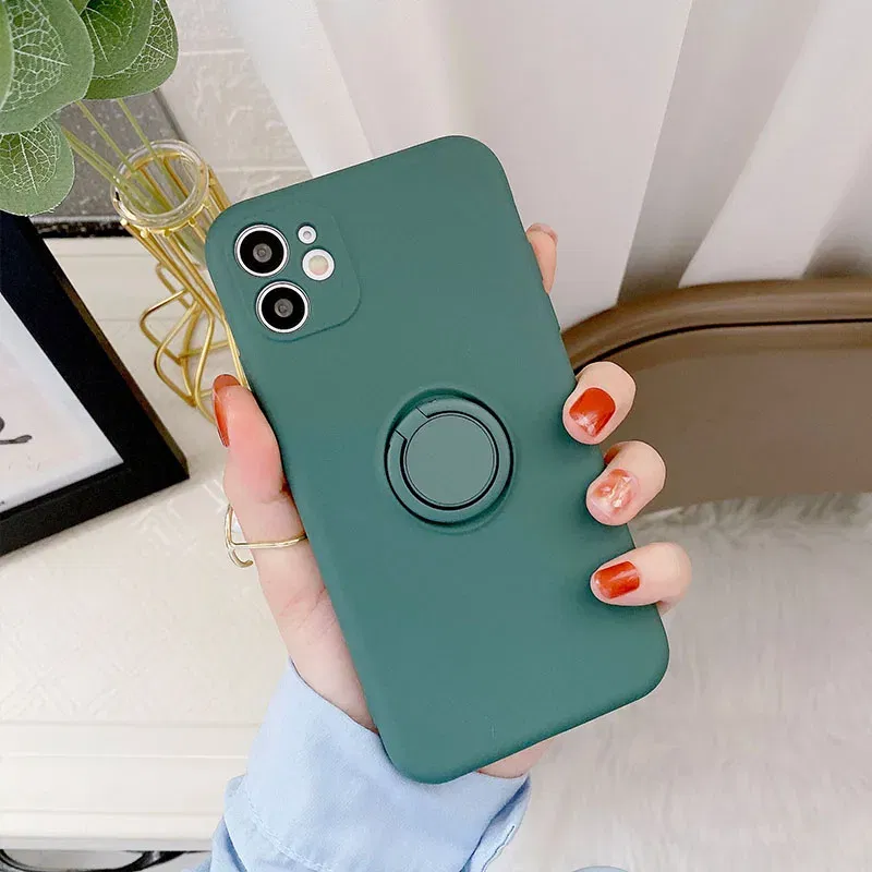 Color: army green, Ships From: CHINA, Material: Vinyl - With Ring Holder Phone Case For Samsung Galaxy S25 Ultra S24 S23 S22 S21 Plus A13 A52 A53 A54 TPU Soft Back Cover