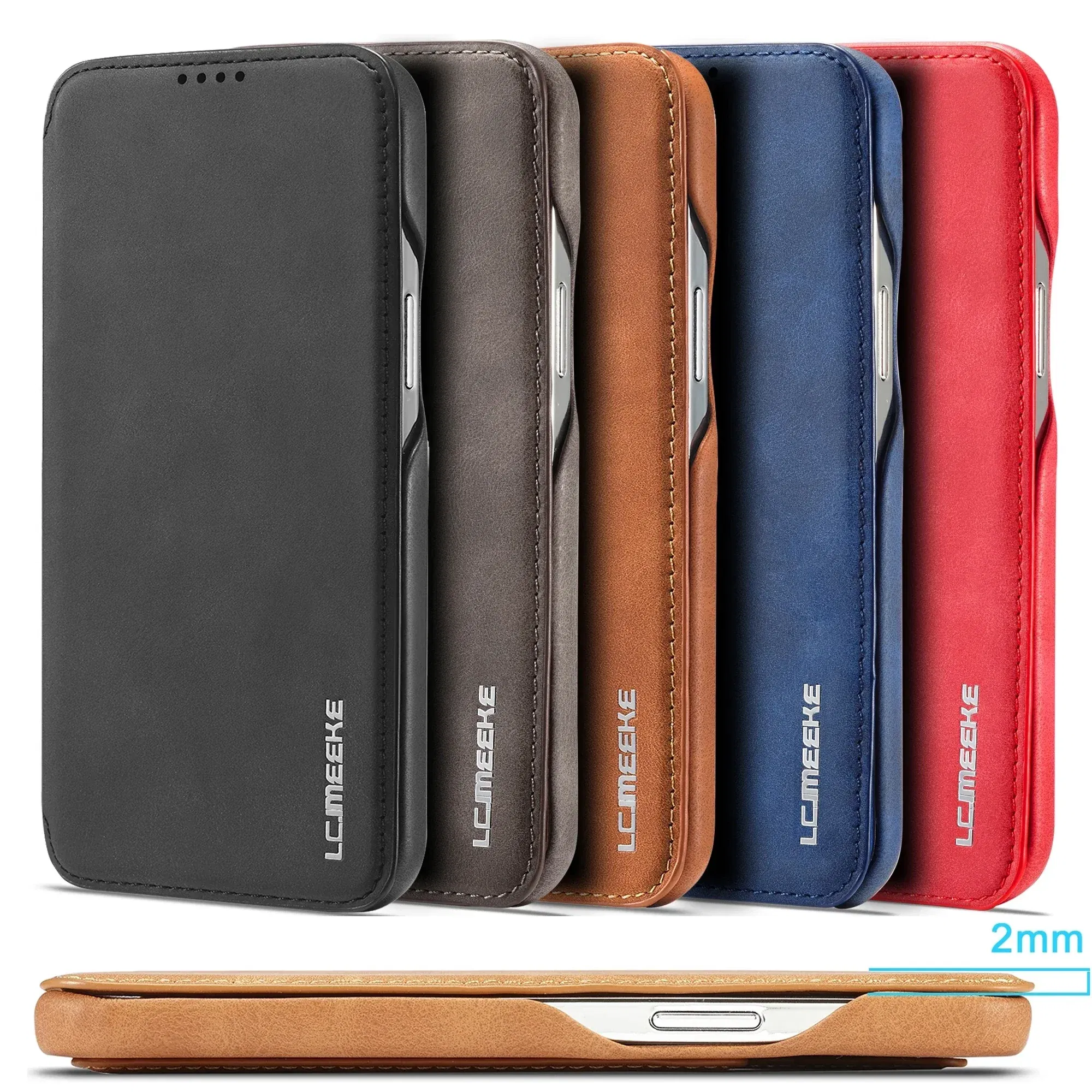 Color: Red, Compatibility by Model: iPhone 16 Plus - Leather Flip Wallet Phone Cover for IPhone 17E 14 15 16 Pro Max 13 12 Mini 11 XS X XR 8 7 Plus SE 2022 Slim Card Slots Book Bag