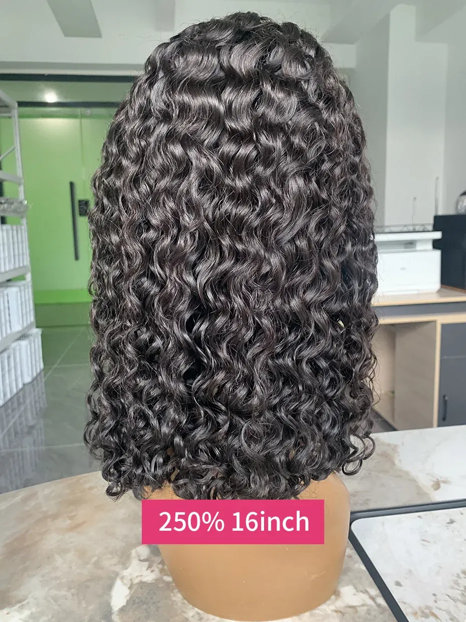 Hair Color: Natural Color, Ships From: CHINA, Stretched Length: 14inches, Density: 250% - Real 250 Density 13x4 Short Bob Wet and Wavy Human Hair Wigs Vietnam Raw Virgin Double Drawn Water Wave 13x6 Frontal Wig HD Lace