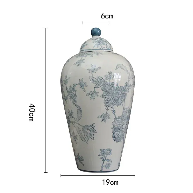 Color: Light Black - Jingdezhen-Antique Ceramics Vases Blue and White Porcelain Ornaments Flower Arrangement, Zen Style, Modern, Handmade Production